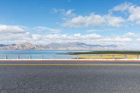 highway and beautiful natural scenery, qinghai province, Chinaの写真素材
