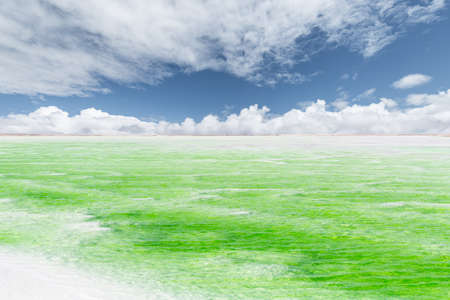 jade lake with sunny sky, mangya city, haixi mongolian and tibetan autonomous prefecture, qinghai province, China.の写真素材