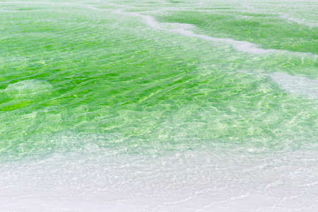 jade lake water closeup, salt lake landscape in mangya city, qinghai province, China.の写真素材
