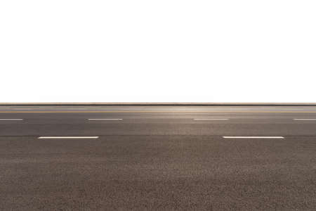 asphalt highway surface isolated on whiteの写真素材