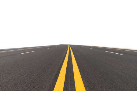 empty road isolated on white backgroundの写真素材