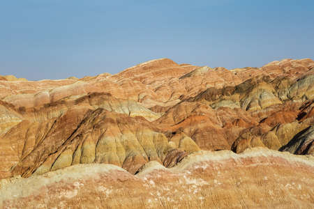 colorful hilly texture background in zhangye danxia national geological park, gansu province, China.の写真素材
