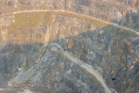 open pits iron ore mine closeup, huangshi national mine park, hubei province, Chinaの写真素材