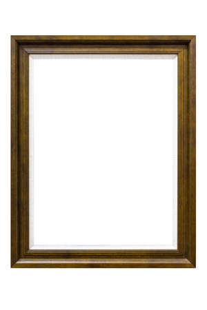 wooden picture frame isolated on whiteの写真素材