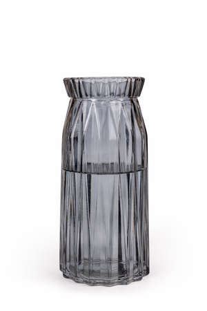 smoky gray glass vase isolated on white backgroundの写真素材
