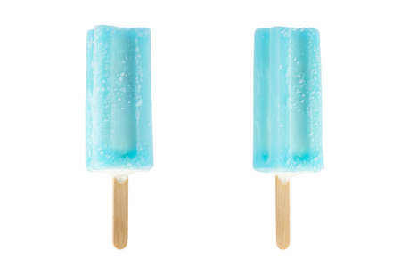 light blue ice lolly isolated on white backgroundの写真素材