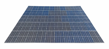 rooftop solar panels isolated on whiteの写真素材