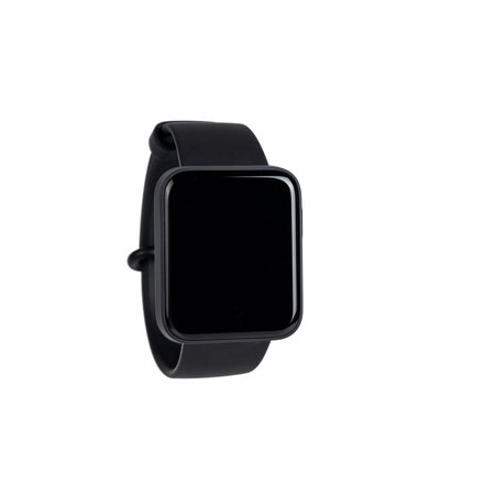 black smart sport watch isolated on whiteの写真素材