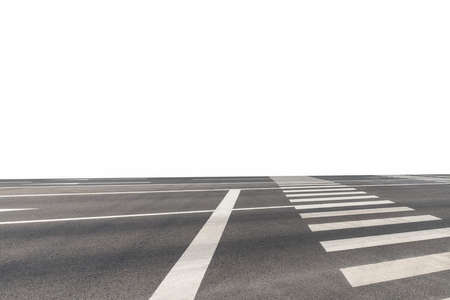 asphalt road with crosswalk isolated on whiteの写真素材