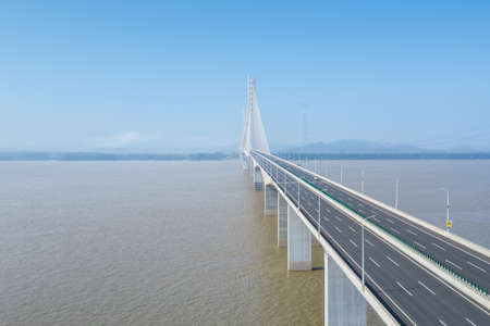 Chizhou Yangtze river bridge, Anhui province, Chinaの写真素材