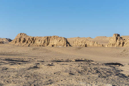 wind erosion landform in qinghai, western wilderness backgroundの写真素材