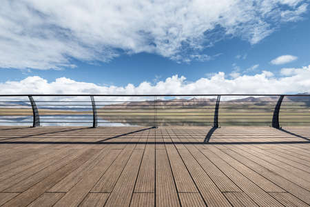 lake view on plateau, beautiful natural sceneryの写真素材