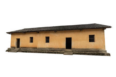 Chinese mountains traditional old house isolated on whiteの写真素材