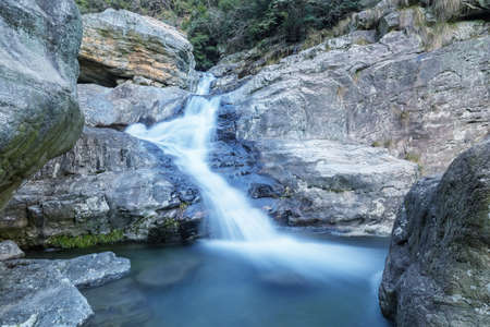 beautiful small waterfall closeup, Lushan mountain landscape, Chinaの写真素材