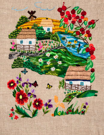 Ukrainian folk embroidery, handmadeの写真素材