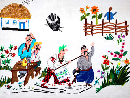 Ukrainian folk embroidery, handmadeの写真素材