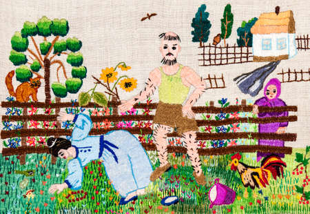 Handmade embroidery, folk arts and craftsの写真素材