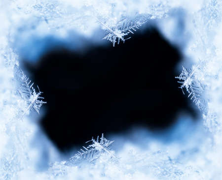 winter card, photo real snowflakes on snow