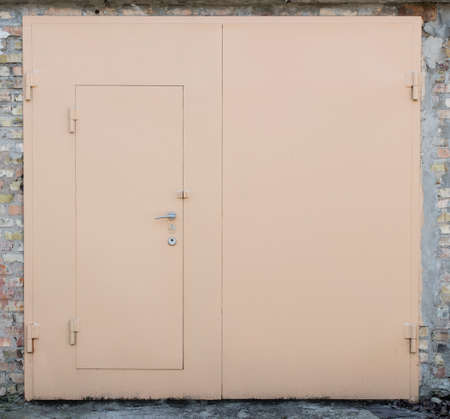 old metal warehouse door, hangar, high resolution photoの写真素材