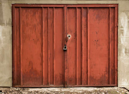 Old metal warehouse doorの写真素材