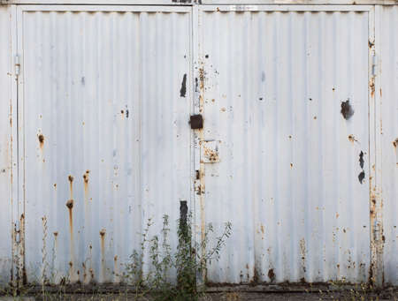 old metal warehouse door, hangar, high resolution photoの写真素材