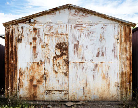 old metal warehouse door, hangar, high resolution photoの写真素材