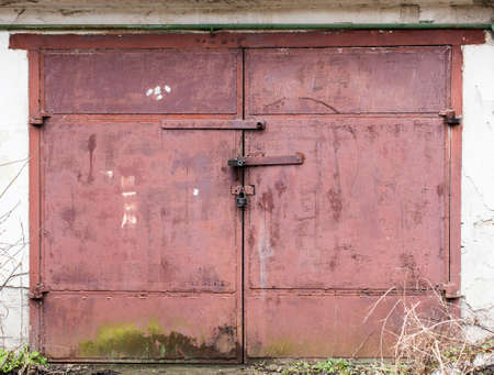 old metal warehouse door, hangar, high resolution photoの写真素材