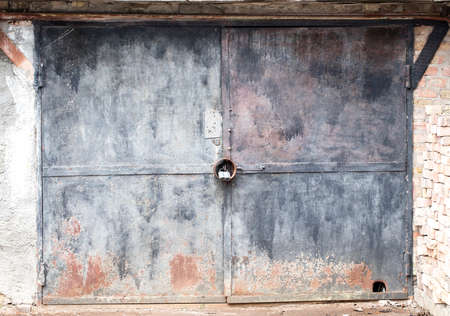 old metal warehouse door, hangar, high resolution photoの写真素材