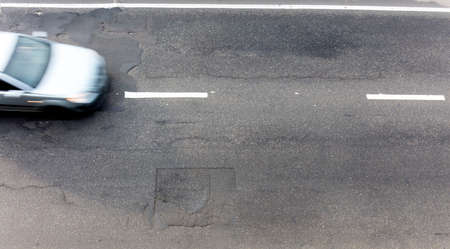 asphalt road in closeup shotの写真素材