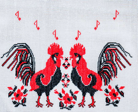 Ukrainian folk embroidery, handmadeの写真素材