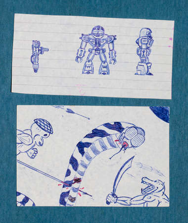 Children's drawing, sketch, war