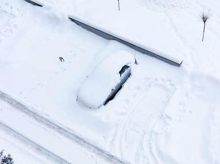 cars under the snowの写真素材
