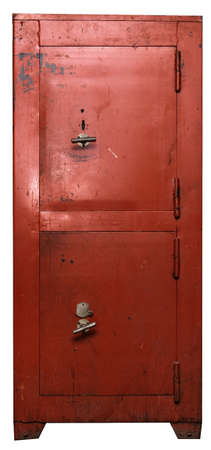Old metal safe in closeup shotの写真素材