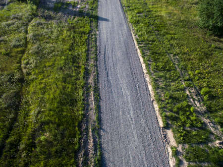 road of small gravel, aerial photography