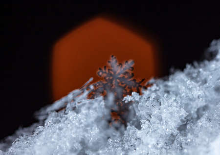winter photo of snowflakes in the snowの写真素材