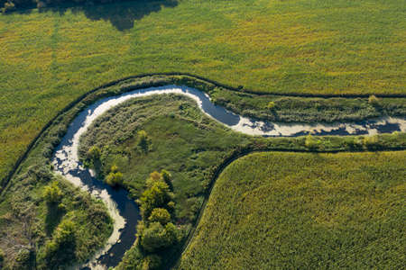 banks of a swampy river, view from above