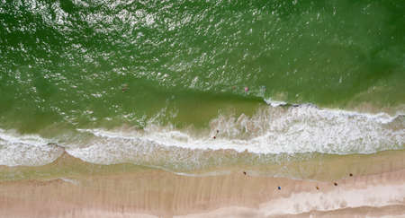 sandy beach on the seashore, view from above