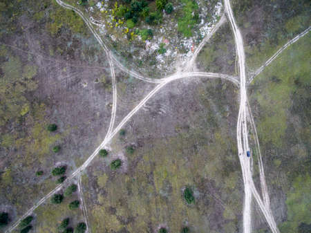 country road, view from above, aerial view