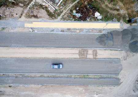 asphalt road, view from aboveの写真素材