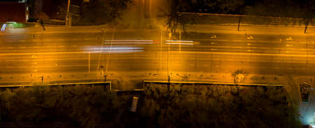 asphalt road at night, view from above