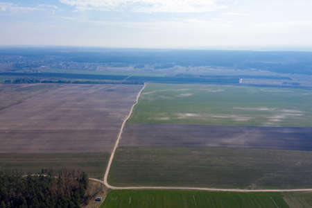 country road, view from above, aerial view
