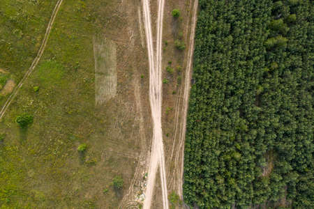 country road, view from above, aerial view