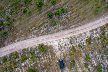 country road, view from above, aerial viewの写真素材