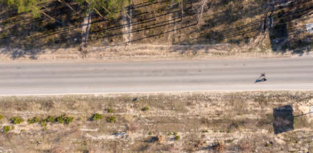 asphalt road, view from aboveの写真素材