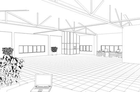 office contour visualization, 3D illustrationの写真素材