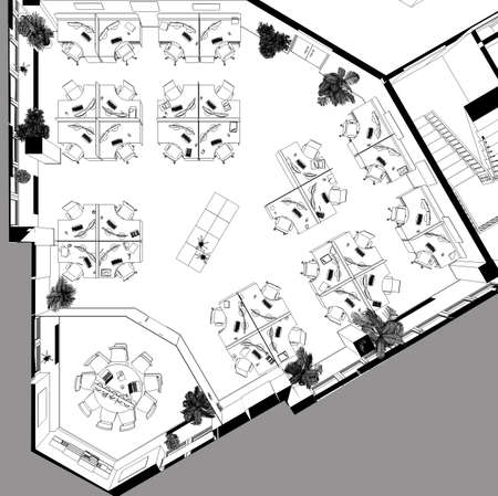office contour visualization, 3D illustration