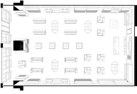store, contour visualization, 3D illustration, sketch, outline
