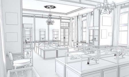 museum, exhibition hall, interior visualization, 3D illustrationの写真素材