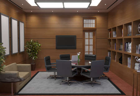 conference room, meeting room, interior visualization, 3D illustrationの写真素材