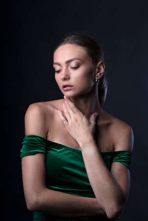 portrait of a young woman, shooting in a photo studioの写真素材